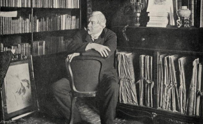 Edmond de Goncourt (1822-96) in his study (b/w photo) von French Photographer, (19th century)