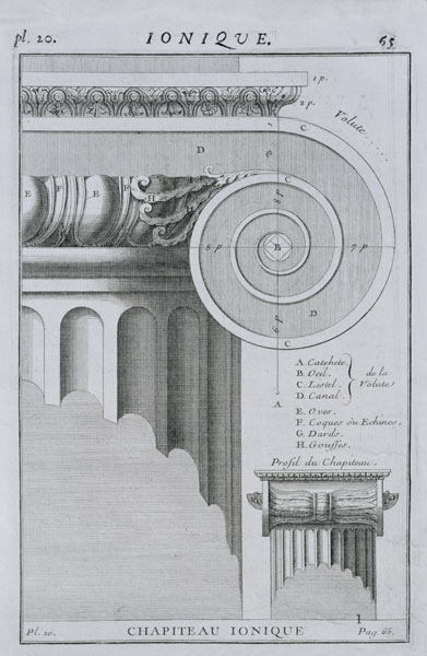 Design for the capital of an ionic column von French School