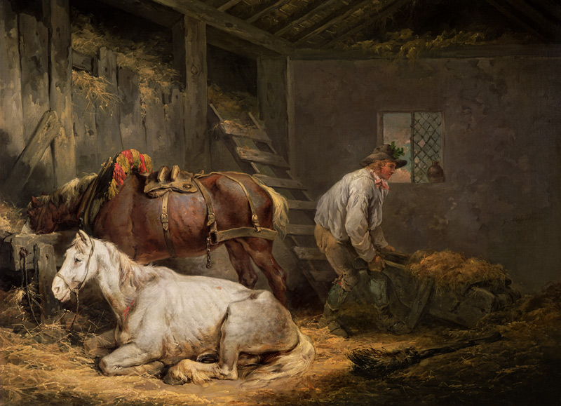 Horses in a stable von George Morland