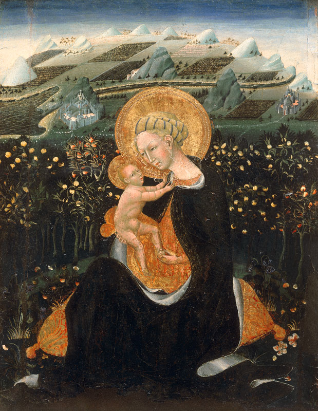 Madonna of Humility, c.1450-60 (tempera on panel) von Giovanni  di Paolo di Grazia