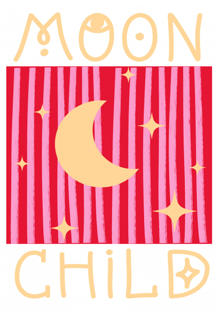 Pink and Red Moon Child von Grace Digital Art Co