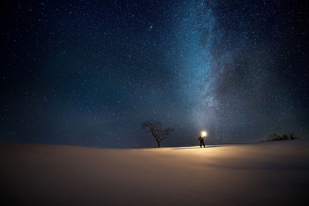 Starry sky in Inner Mongolia prairie von Grace Qian Guo