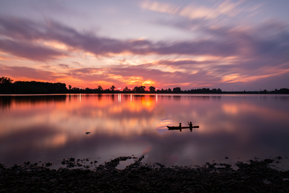 Sunset in Creve Coeur Lake von Guangrong He