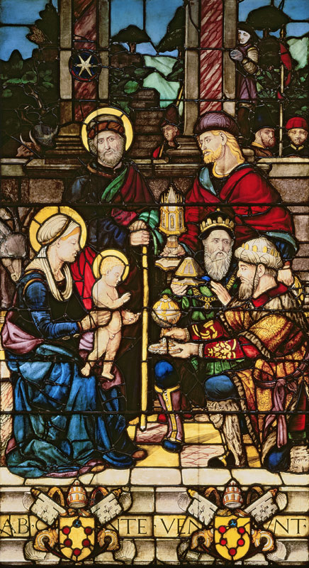 Adoration of the Magi, a stained glass window originally the gift of Pope Leo X to Cortona Cathedral von Gugliemo  de Marcellai