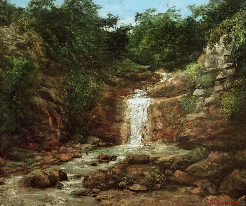 Landschaft mit Wasserfall von Gustave Courbet