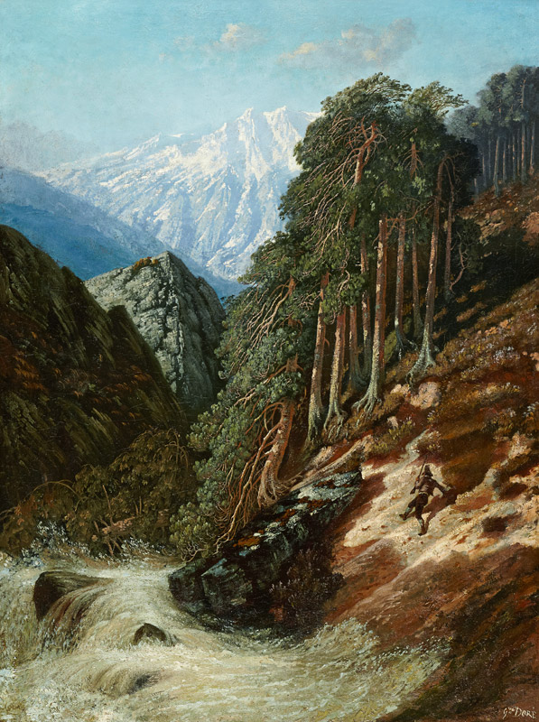 Alpine Landschaft mit Wildbach von Gustave Doré