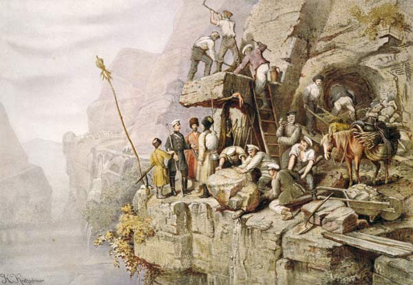 A Stone Quarry, 1833 (colour litho) von H. Kretzschmer