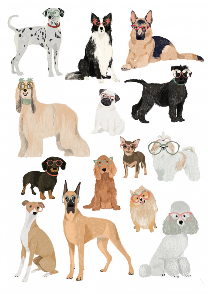 Dogs in glasses Print von Hanna Melin