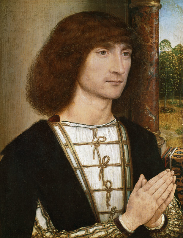 Bildnis eines jungen betenden Mannes von Hans Memling