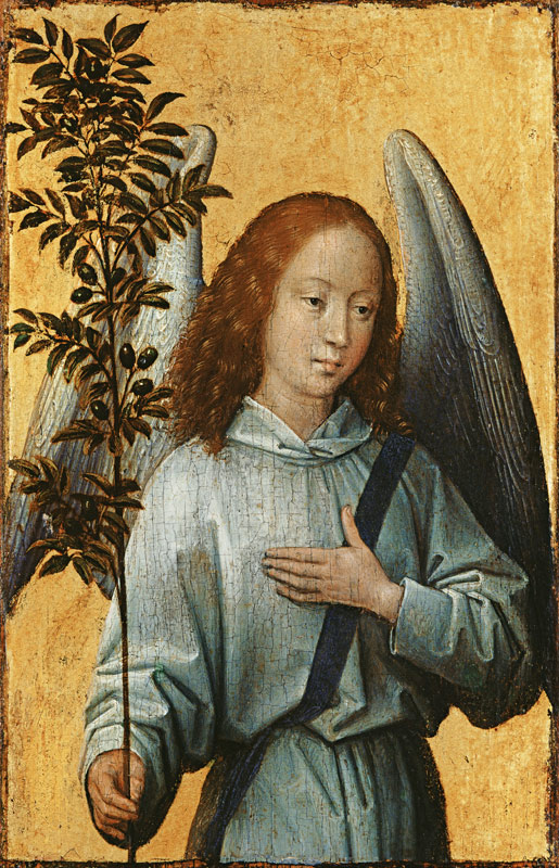 Angel Holding an Olive Branch von Hans Memling