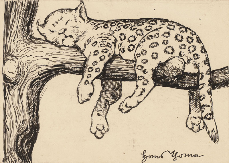 Zeichnung zur Fibel: Leopard von Hans Thoma