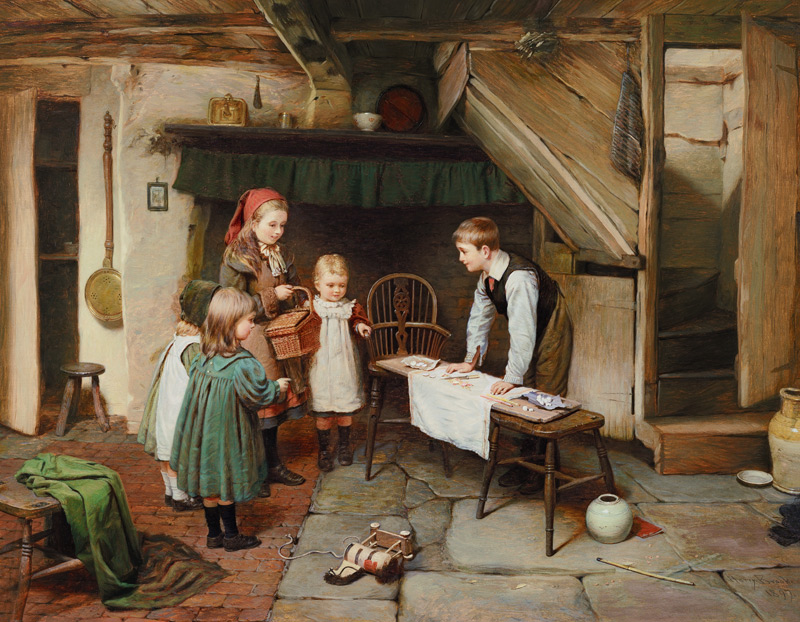 A Visit to the Sweet Shop (oil on canvas) (see also 17194)  von Harry Brooker