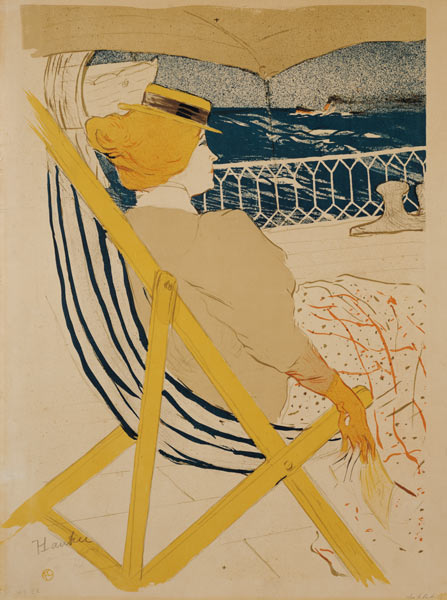 Dame an Bord einer Yacht. von Henri de Toulouse-Lautrec