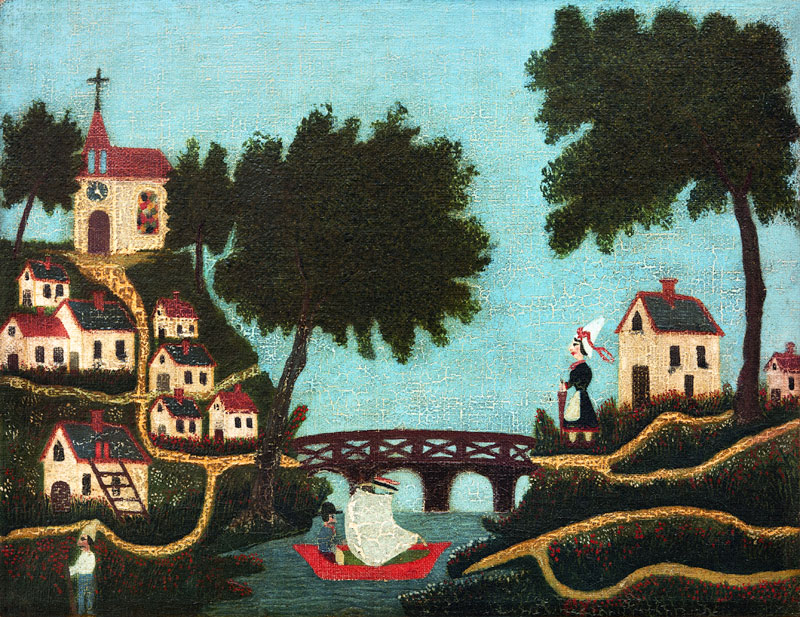 H.Rousseau / Landcape with bridge von Henri Julien Félix Rousseau