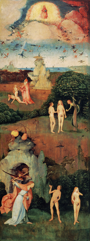 The Haywain: left wing of the triptych depicting the Garden of Eden von Hieronymus Bosch