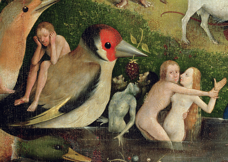 The Garden of Earthly Delights: Allegory of Luxury, central panel of triptych, detail of couple in t von Hieronymus Bosch