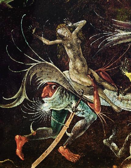 The Last Judgement, detail of a Woman being Carried Along by a Demon