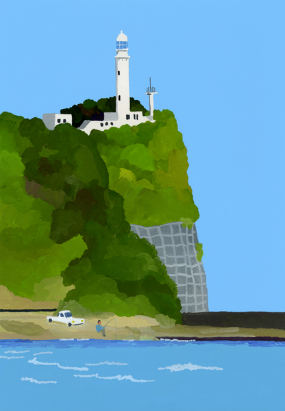 Lighthouse, car and fishing von Hiroyuki Izutsu