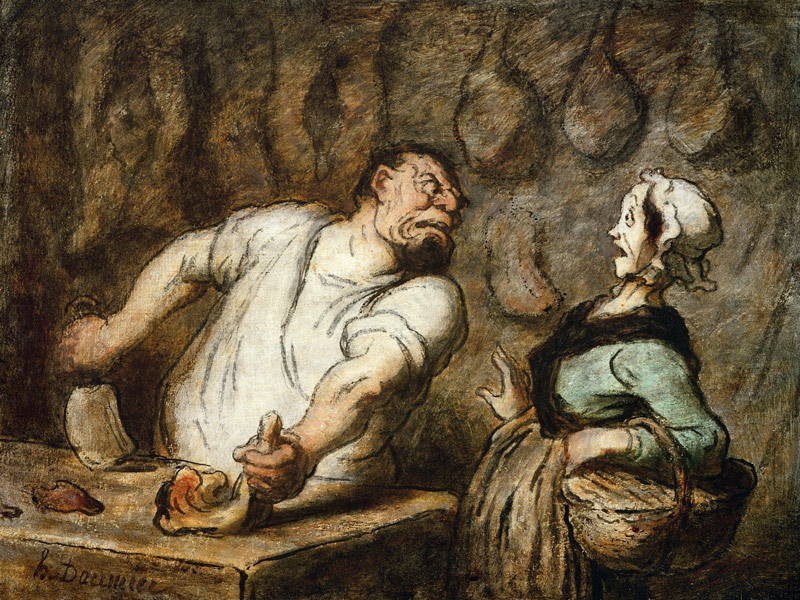 The Butcher, Montmartre Market von Honoré Daumier