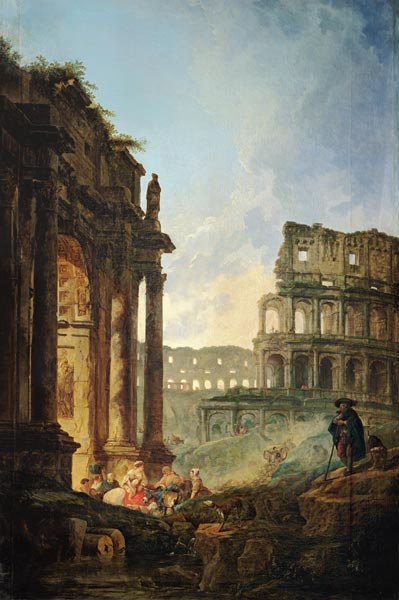 Ideale italienische Landschaft mit Ruinen von Hubert Robert