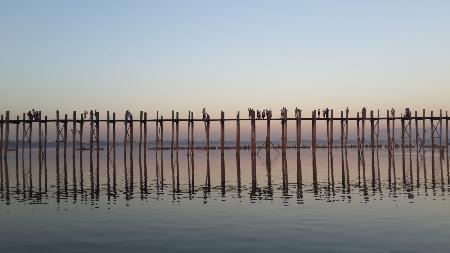 The wooden bridge in Mandalay, Burma