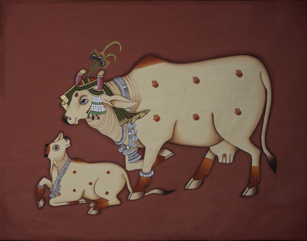 KAMDHENU COW AND CALF PAINTING von IMAGINEERS STUDIO