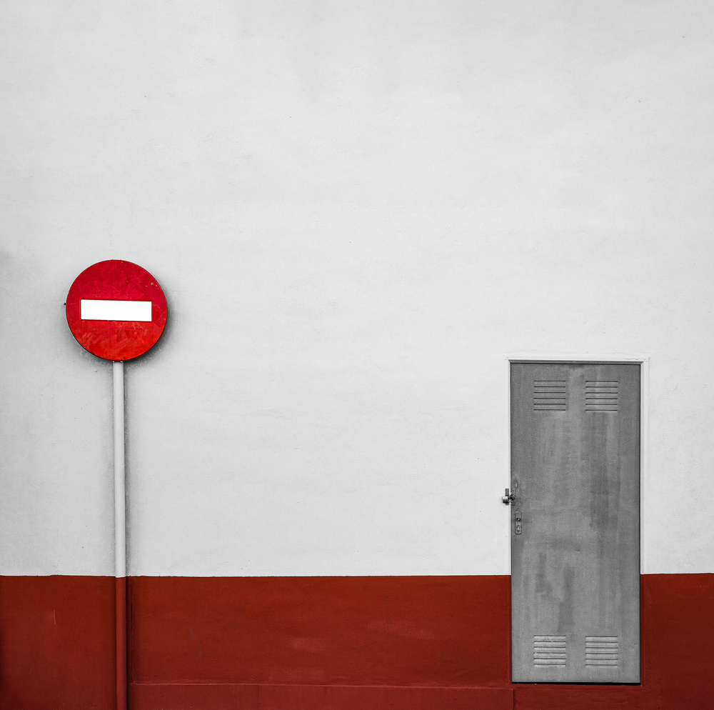 Composition with door and sign von Inge Schuster