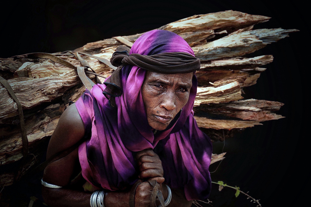 Borana woman carring  a firewood von Irene Perovich