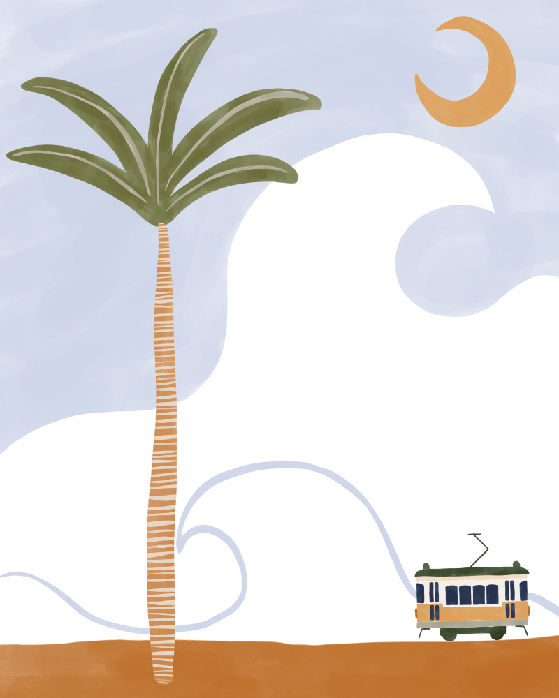 Little Tram On Beach von Ivy Green Illustrations