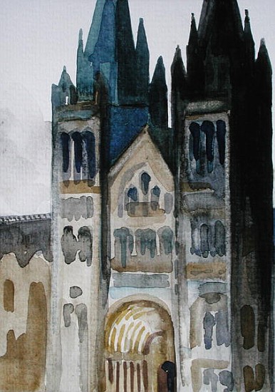 Main Entrance of The Natural History Museum, London, Rainy Evening, 1994 (w/c on paper)  von Izabella  Godlewska de Aranda