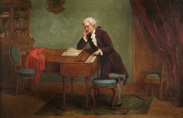 Mozart beim Komponieren von J. Büche