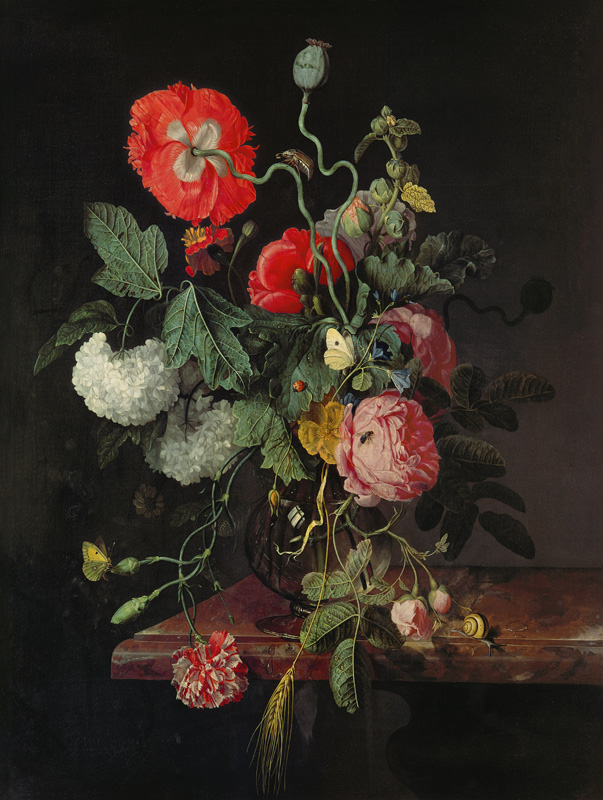 Flowers in a Glass Vase von Jacob van Walscapelle