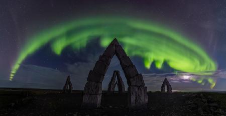 Green Shark Over Arctic Henge