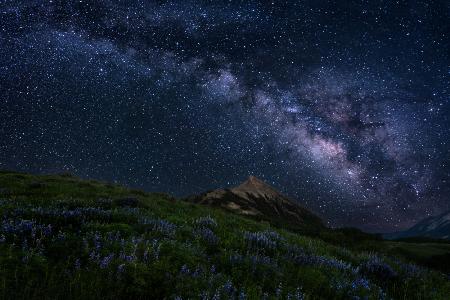 Night sky over a Mountain Ridge