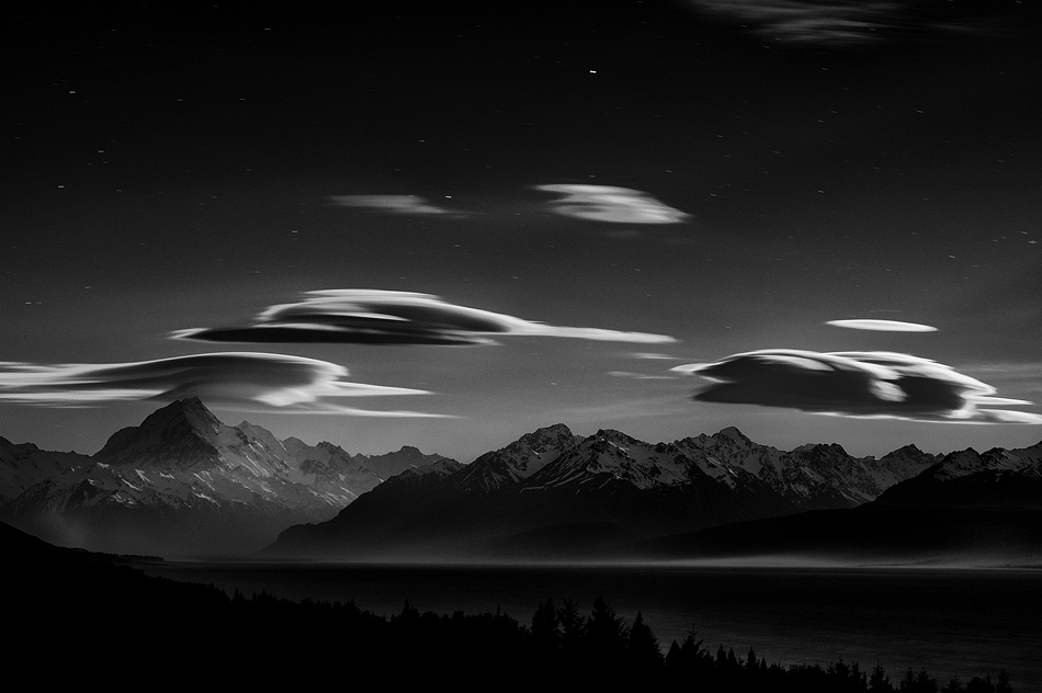 Stormy night at Mount Cook von James Symington ARPS