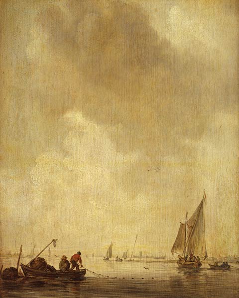 A River Scene, with Fishermen Laying a Net, 1638 (oil on oak) von Jan Josephsz. van Goyen