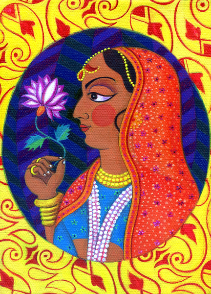 Maharani with white and pink flower von Jane Tattersfield