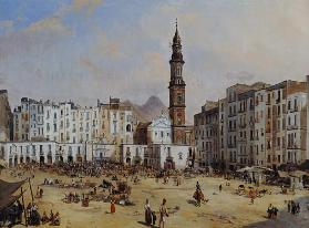 Piazza Mazaniello, Naples (oil on canvas)