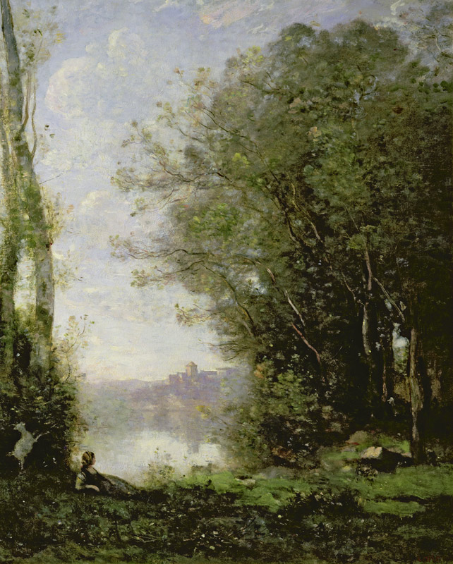 The Goatherd beside the Water von Jean-Baptiste Camille Corot