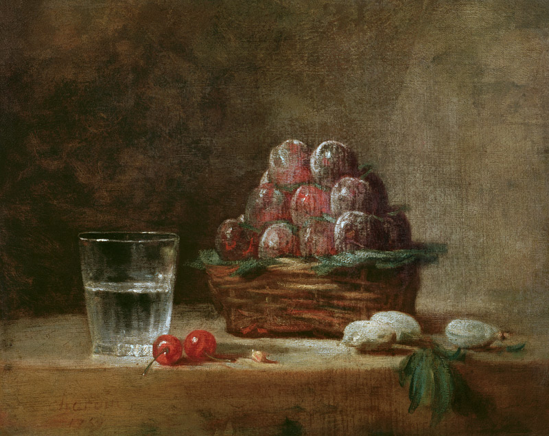 Korb mit Pflaumen von Jean-Baptiste Siméon Chardin