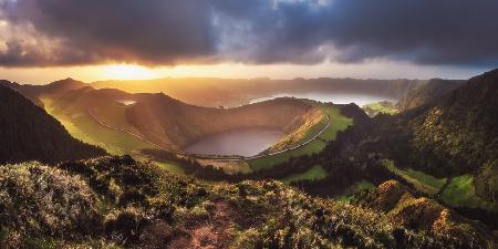 Azores - Sete Cidades Sunset Panorama