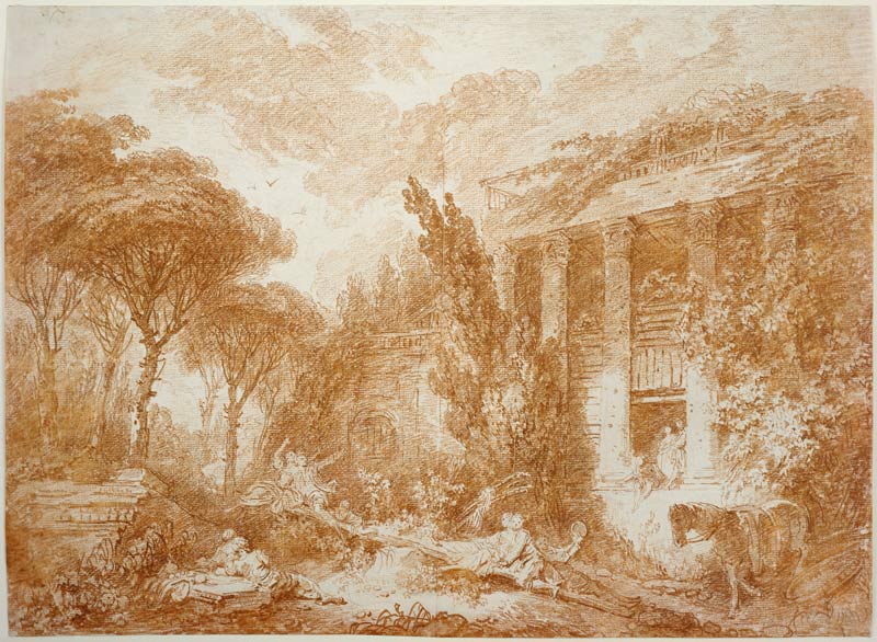 Parklandschaft mit einer Wippe von Jean Honoré Fragonard