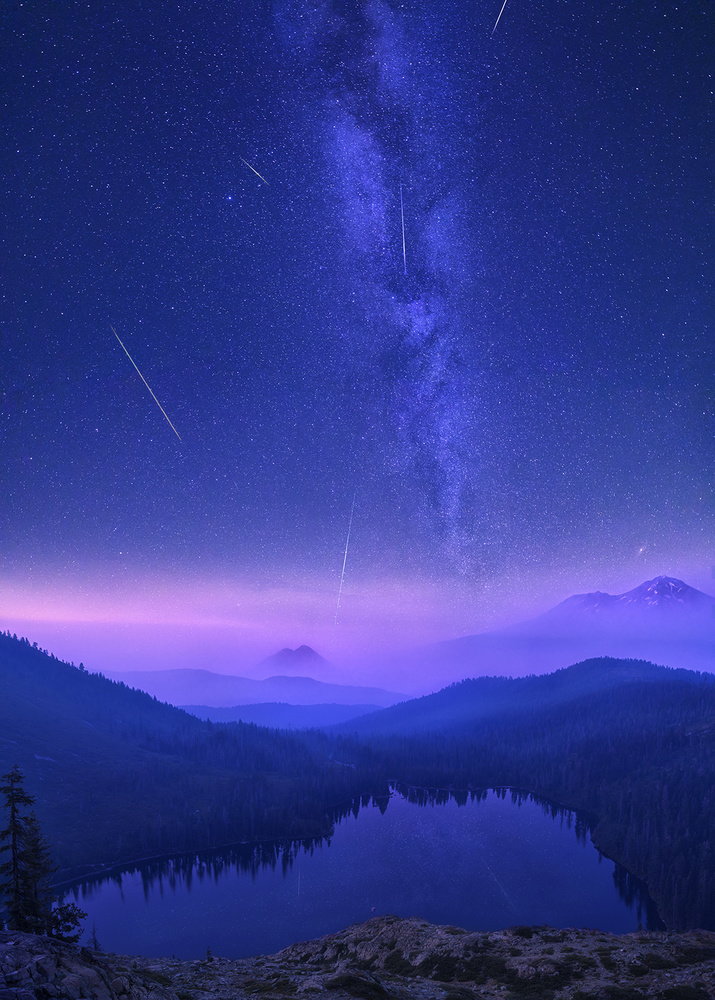 Mt Shasta Shooting Stars von Jennie Jiang