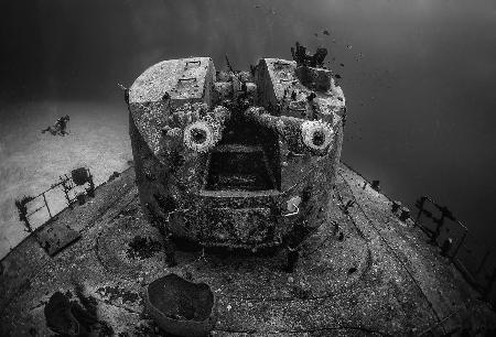 Machine gun on wreck of MV captain Keith