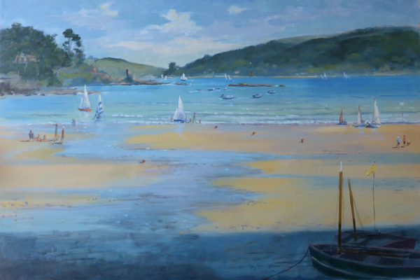 South Sands, blue striped sail von Jennifer Wright