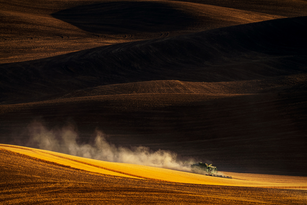 Plowing on Rolling Hills von Jenny Chin