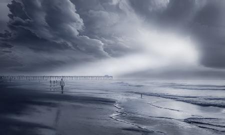 Misty Beach Under the Sun