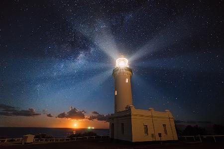 Moonrise and Lighthouse