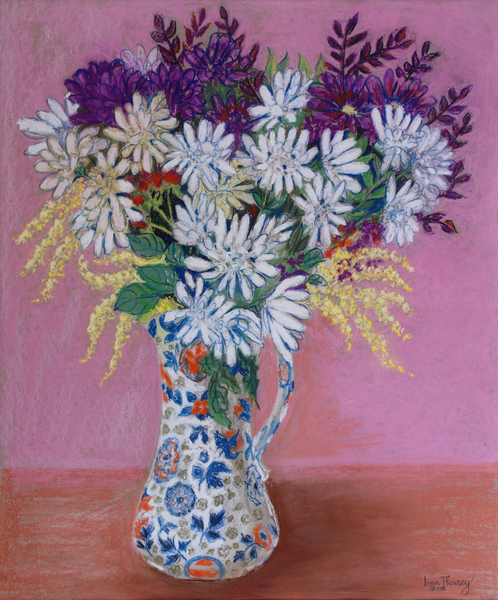 Chrysanthemums in a Japanese Jug von Joan  Thewsey