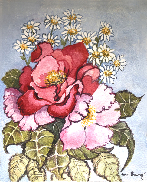 One Red and one Pink Rose von Joan  Thewsey